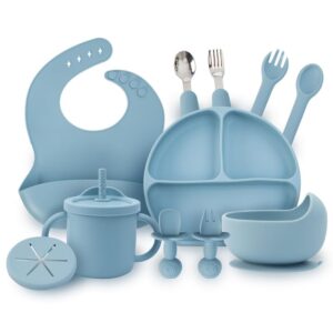 Set Alat Makan Bayi Silikon Premium 13-in-1 / MPASI Feeding Set Anti Tumpah