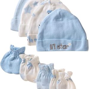 Paket Hemat 4 Pasang Topi Kupluk & Sarung Tangan Kaki Bayi Lucu