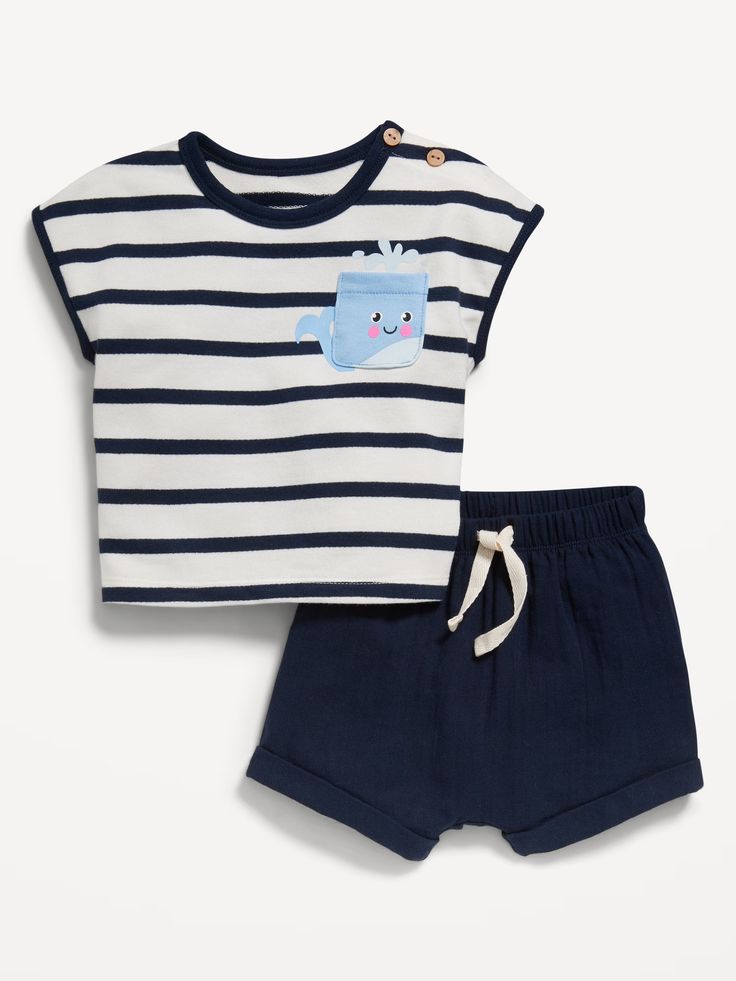 Whale Series - Setelan Baju Pendek & Celana Bayi Katun Premium Whale Series - Setelan Baju Pendek & Celana Bayi Katun Premium