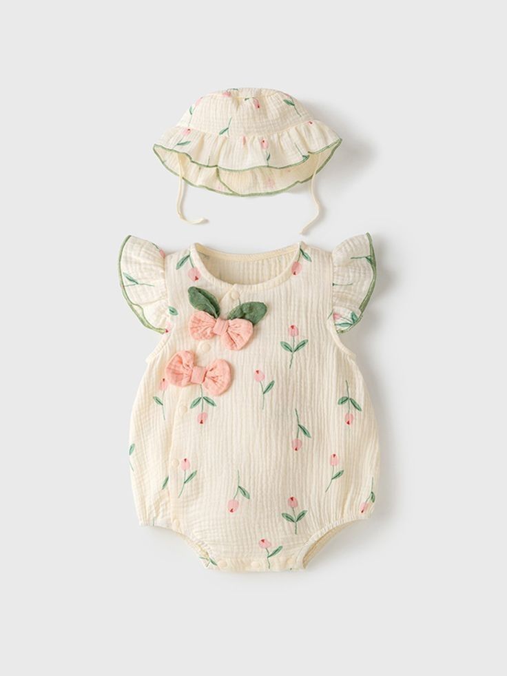 Tulip Crinkle Set - Jumper Romper Bayi Perempuan + Topi Bucket Premium Tulip Crinkle Set - Jumper Romper Bayi Perempuan + Topi Bucket Premium